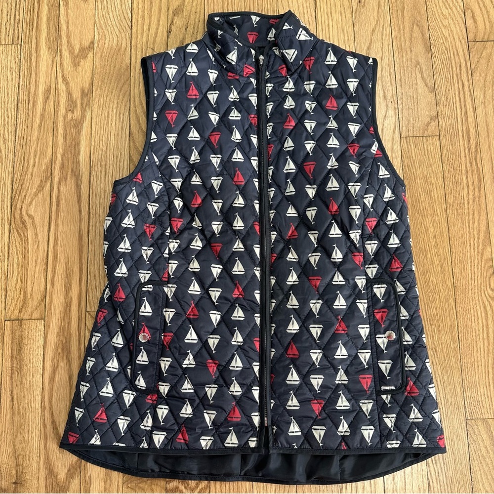 Talbots Navy Sailboat Coastal Adjustable Vest Nautical Boats Coastal
